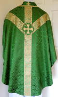 Green Gothic Chasuble traditional, silk damask GL004